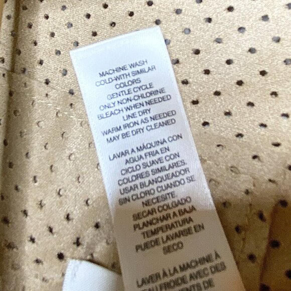 NWT Chicos Peyton Perforated Ruana Cover Arabian Camel One Size Tan Fringe Wrap - Picture 11 of 13